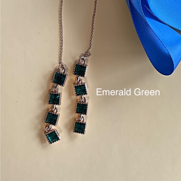 MAY SPECIAL…Emerald Green Rhinestone Threader Earrings.  Sophistication - Picture 4 of 7